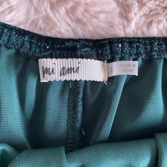 Francesca's Womens Small Green Velvet Puff Sleeve Cropped Peplum Holiday Sparkle - Picture 7 of 9